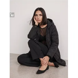 Sinsay - Duga puffer jakna s kapuljačom - crno