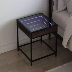 Noćni ormarić s beskonačnim LED boja smeđeg hrasta 40x40x51 cm