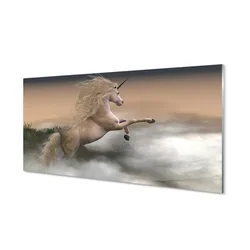 tulup.si Steklena slika Unicorn oblaki 140x70 cm 2 obešalnika