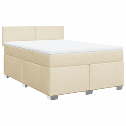 vidaXL vidaXL Box spring postelja z vzmetnico krem 160x200 cm blago, (21304886)