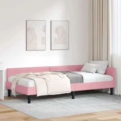 Kutni okvir kreveta Ružičasta 90 cm x 200 cm Baršun