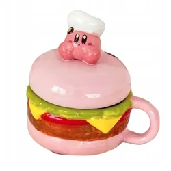 Keramična skodelica za kavo in čaj Kirby Hamburger 3D s pokrovom, darilna