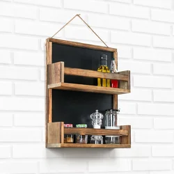 Aberto Design Kuhinjska polica Two Layer Spice Rack, 48x40x10cm, Braon