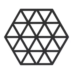 Šestkotni silikonski podstavek trikotniki, črn