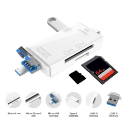 Citac kartica USB 6u1 OTG beli