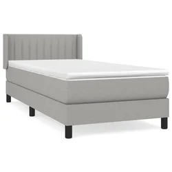 Vidaxl Box spring postelja z vzmetnico svetlo siva 90x190 cm blago
