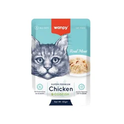Wanpy Vlažna hrana za mačke, Piletina i bakalar, 12x85g