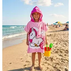 Ready Dečiji Ogrtač Pončo - Unikorn Roze