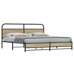vidaXL Kovinski posteljni okvir brez vzmetnice sonoma hrast 180x200 cm