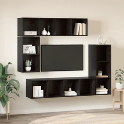 Set TV komoda Zidne 4 pcs Crni hrast Konstruirano drvo