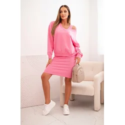 Blouse + ribbed dress set light pink
