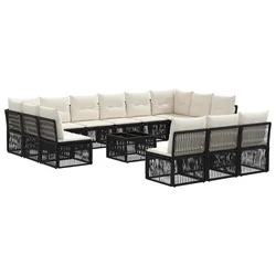 Sjedeća garnitura za vrt 14 pcs Crna poliratan