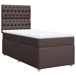 Vidaxl Box spring postelja z vzmetnico temno rjava 90x200 cm blago