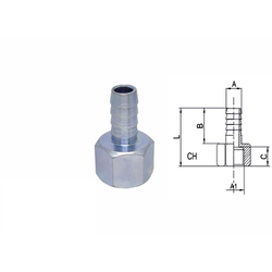 Adapter za creva 10mm, Ženski, 3/8, 22x19x36 mm