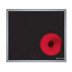 Bosch PKE645BA2E Keramična kuhalna plošča, Serie4, 60 cm, okvir iz nerjavnega jekla, TouchSelect, ReStart, črna