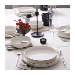 18-delni jedilni set bel/srebrn/porcelan