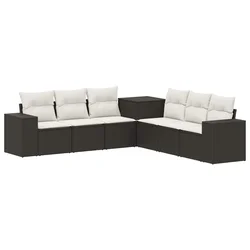 Set sofe 7 pcs Crna i krem-bijela Poli Rattan i čelik