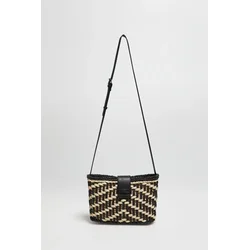 Marisse Black Straw Handbag