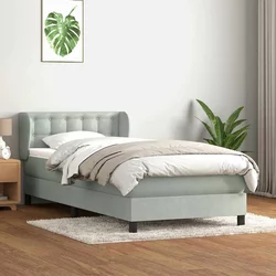 Box Spring krevet s madracem svijetlo sivi 80x210 cm baršun