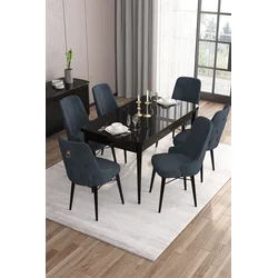 Hanah Home Set Trpezarijski sto i 6 stolica Are, Antracit-crni