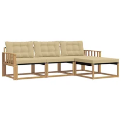 Set vanjskih sofa s jastukom 4 pcs Bijela i bež