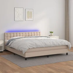 Krevet box spring madrac LED cappuccino 180x200cm umjetna koža