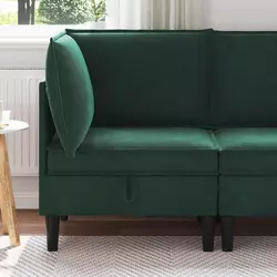 vidaXL Sofa z shranjevanjem Temno zelena Žamet