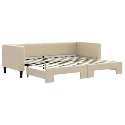 Vidaxl Izvlečna dnevna postelja temno krem 80x200 cm blago