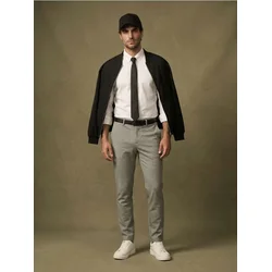 Sinsay - Slim fit pantalone sa dodatkom viskoze - svetlo siva