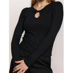Sinsay - Rebrasta bluza - crno