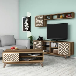 Hanah Home Set TV komoda i klub sto Inci, 4 komada, Orah-beli