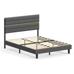 Songmics Posteljni okvir 202x140x110 cm siva