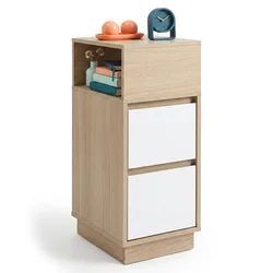 Northix Bela ozka nočna omarica s predali – 64x24x30 cm
