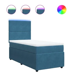 Vidaxl Box spring postelja z vzmetnico modra 100x200 cm žamet