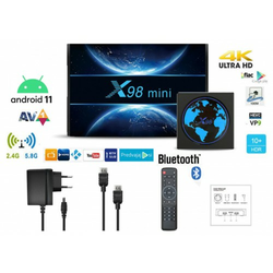 Android box X98 mini AV1 2/16GB Android 11 USB 3.0 BT Wifi5 4K Kodi 19 predvajalnik, 4 jedrna CPE