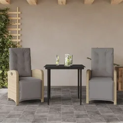 3-dijelni bistro set s jastucima bež od poliratana