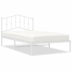 Vidaxl Kovinski posteljni okvir z vzglavjem bel 100x200 cm