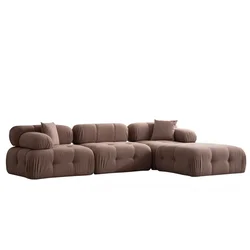 Atelier del Sofa L1 O1 1R Pouffe Doblo Ugaona garnitura, 3 Sedišta, Kapućino