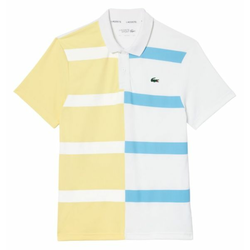 Muški teniski polo Lacoste Ultra-Dry Colourblock Stripe Tennis Polo Shirt - yellow/white/blue