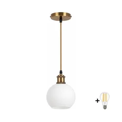 BRILAGI - LED luster na sajli RETRO GLASS 1xE27/60W/230V O 15 cm zlatna/bela