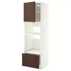 METOD / MAXIMERA Visoki element za ugradne uređaje, bela/Sinarp smeđa, 60x60x200 cm