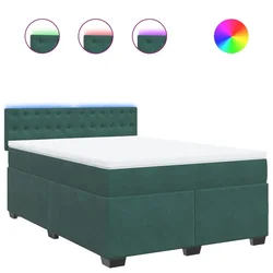 Vidaxl Box spring postelja z vzmetnico temno zelena 160x200 cm žamet