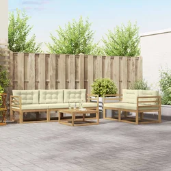 Set vanjskih sofa s jastukom 6 pcs Bijela i krem