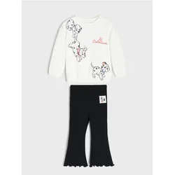 Sinsay - Pamučni komplet: crewneck duks i flare pantalone 101 Dalmatians - krem