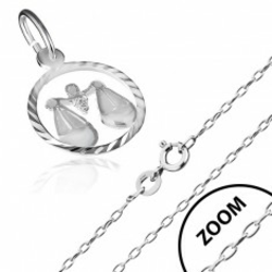Ogrlica izrađena od 925 srebra, lančić i horoskopski znak "vage"