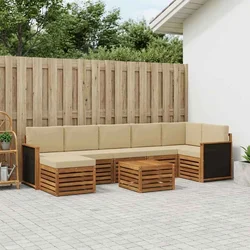 Set vanjskih sofa s jastukom 7 pcs Prirodna