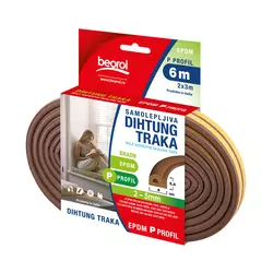 Samolepljiva dihtung traka 6m, P-profil, braon