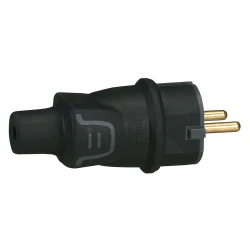 50342 UTIKAČ 2P+E/16A/230V MAX.3680W IP44 GUMENI CRNI