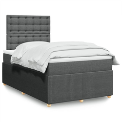 VIDAXL Box spring postelja z vzmetnico temno siva 120x200 cm blago