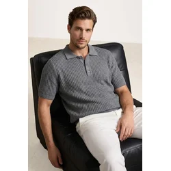 Trendyol Muška majica Tmnss26Po00027, Siva